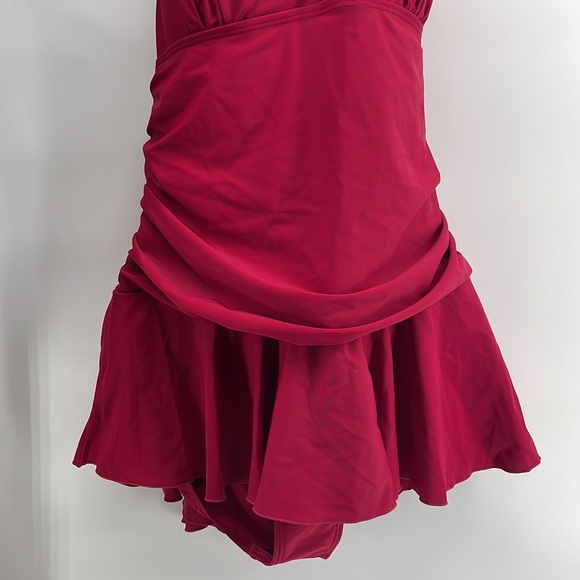 Sea & Sand Beachwear tummy control swimsuit bathing suit halter style Red sz 24W - Picture 6 of 10